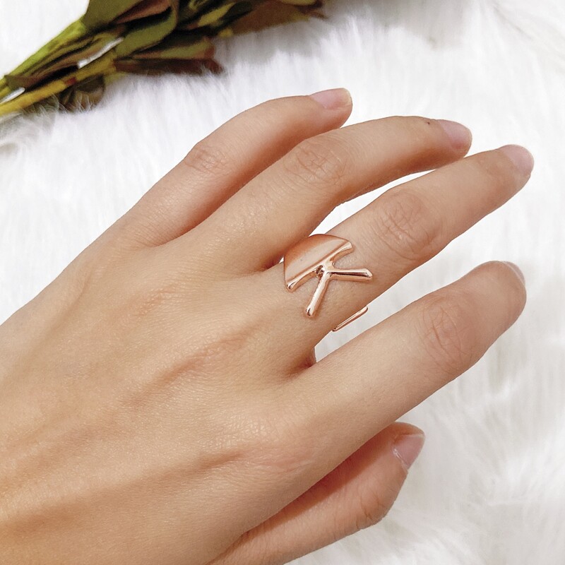 

Letter Charm Ring, Rose gold