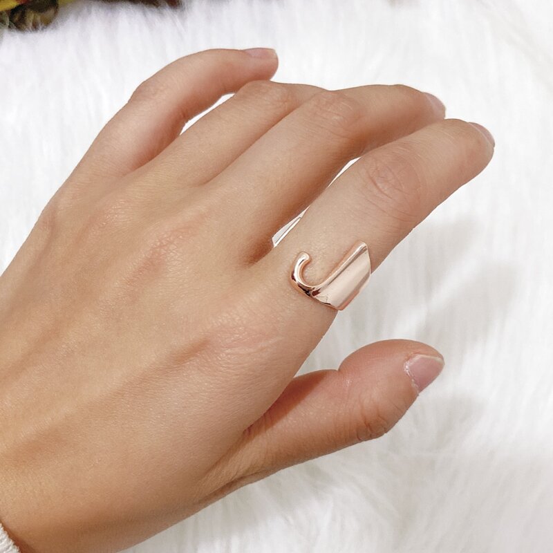 

Letter Charm Ring, Rose gold