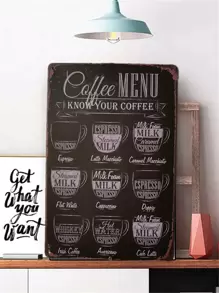 咖啡圖案無框畫 - 黑色 - 查看 1