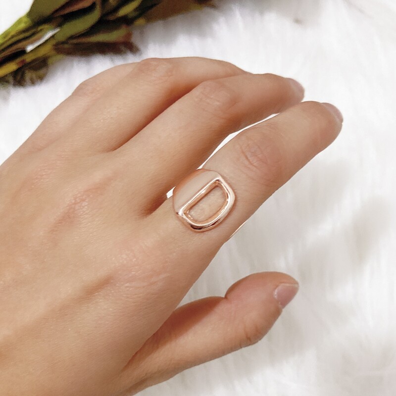 

Letter Charm Ring, Rose gold