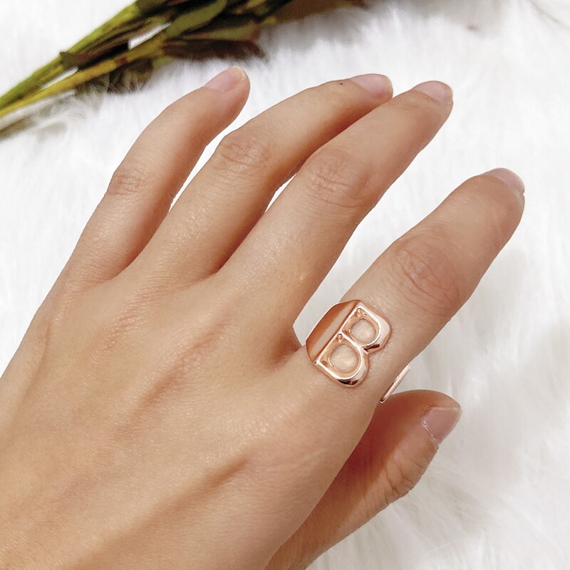 

Letter Charm Ring, Rose gold