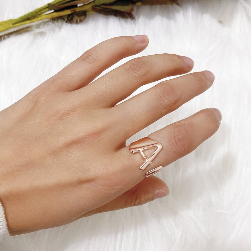 

Letter Charm Ring, Rose gold