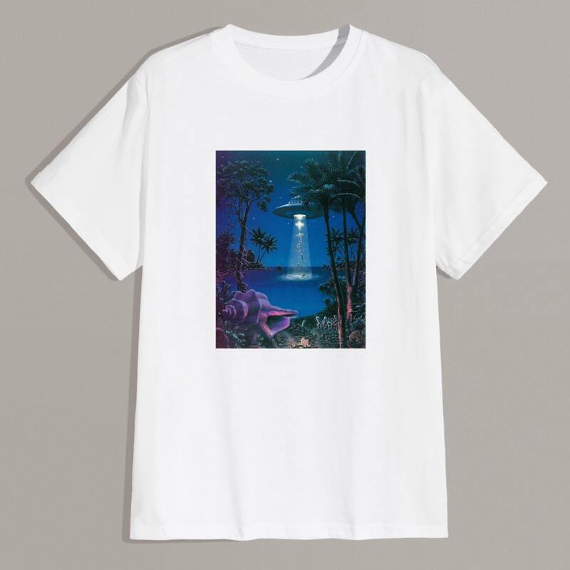 

Guys Graphic Drop Shoulder Tee, White
