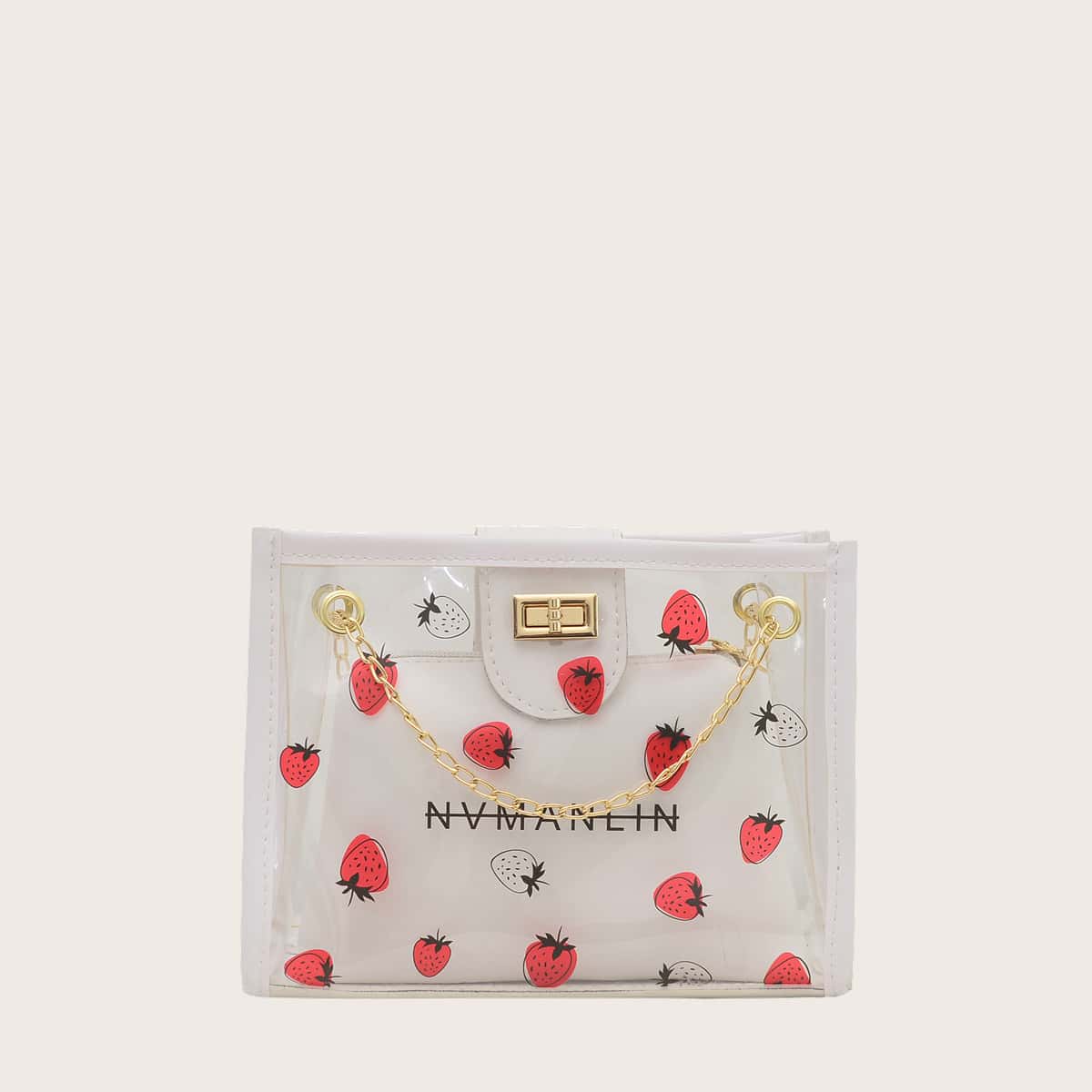 

Strawberry Clear Crossbody Bag, White