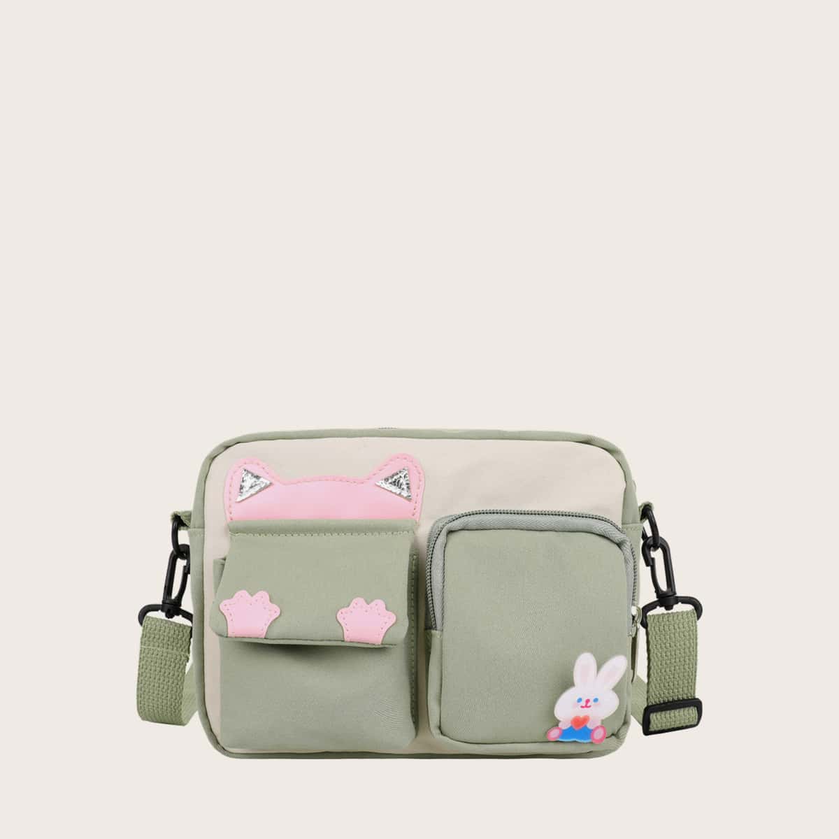 

Cartoon Rabbit Crossbody Bag, Green