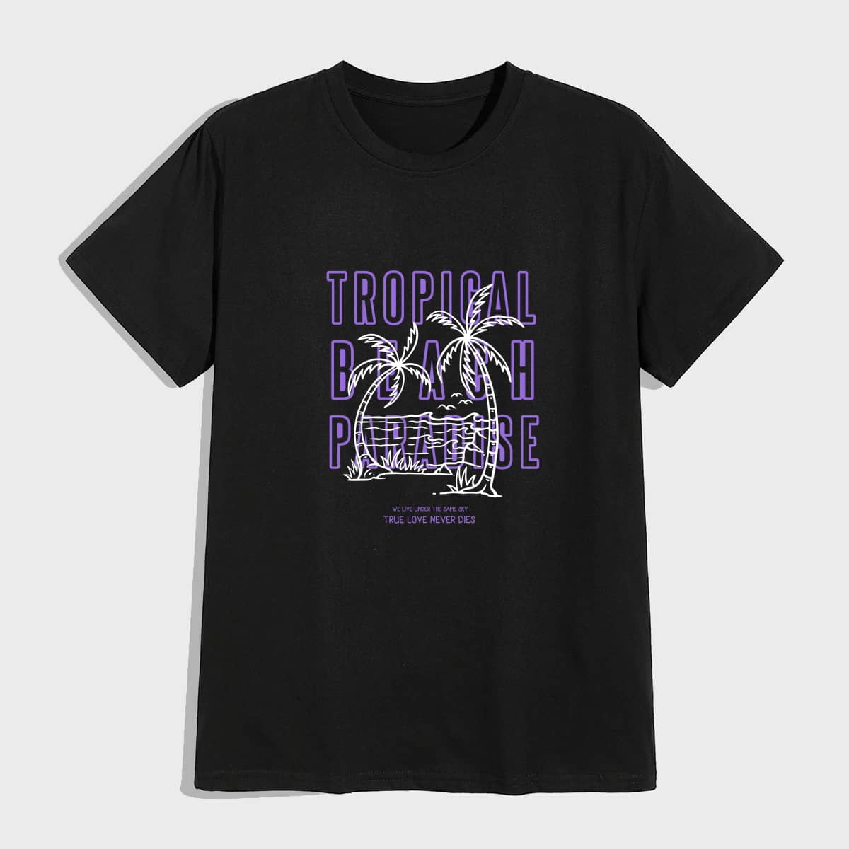 

Guys Letter Tropical Graphic Tee, Black