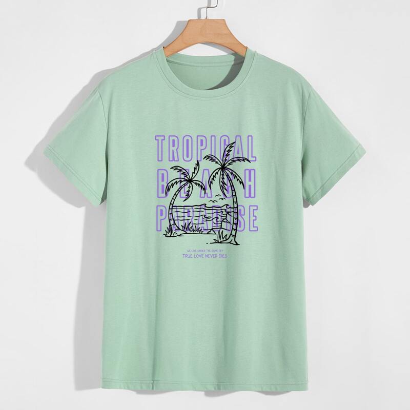 

Guys Letter Tropical Graphic Tee, Green