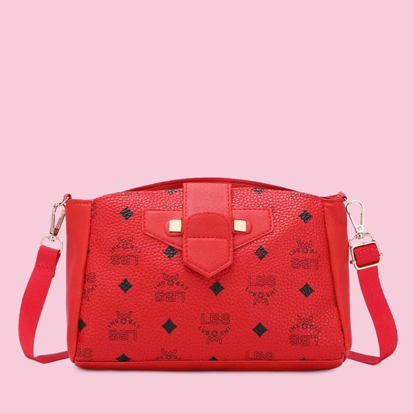 

Letter Graphic Crossbody Bag, Red