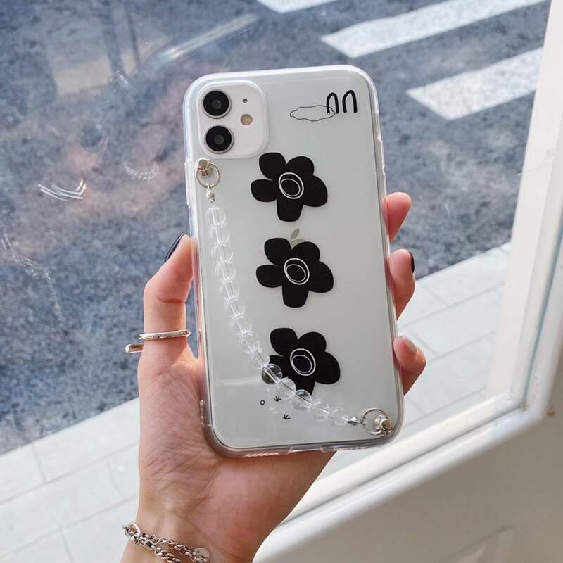 

Floral Print Hand Strap Phone Case, Multicolor