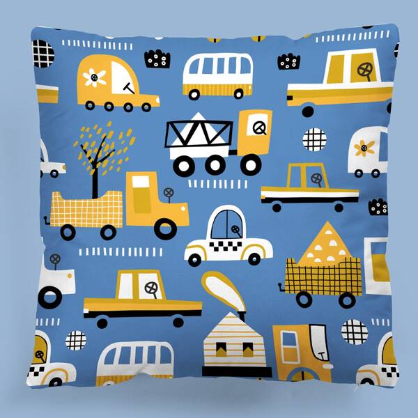 

Kids Car Print Cushion Cover Without Filler, Multicolor