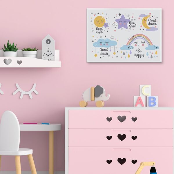 

Cartoon Graphic Kids Unframed Painting, White