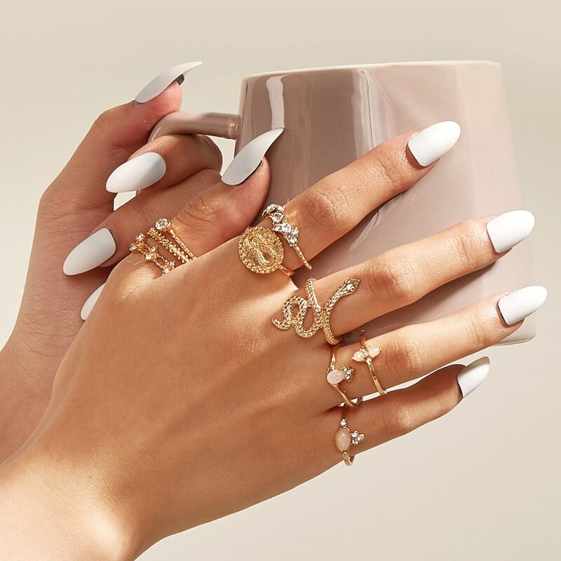 

9pcs Serpentine Ring Set, Gold