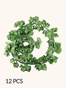1 套人造植物绿色常春藤叶花环壁挂藤蔓家居花园装饰婚礼派对 DIY 假花环叶子、假植物、秋季装饰、房间、书桌、花园装饰、房间装饰用品圣诞节节日礼物