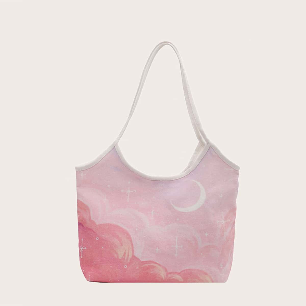

Moon & Galaxy Canvas Tote Bag, Pink