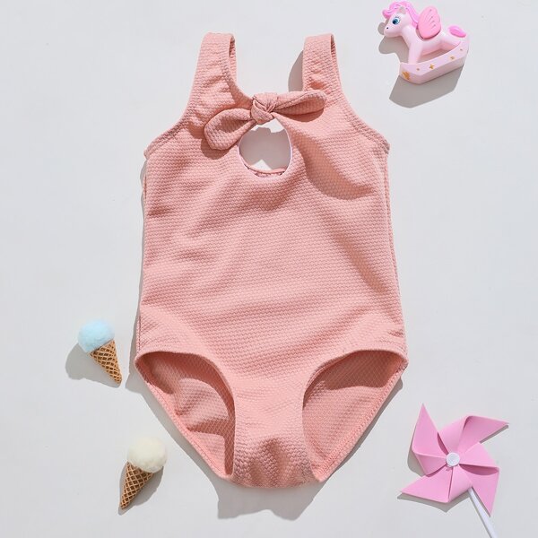 

Toddler Girls Knot Cut Out One Piece Swimsuit, Pink