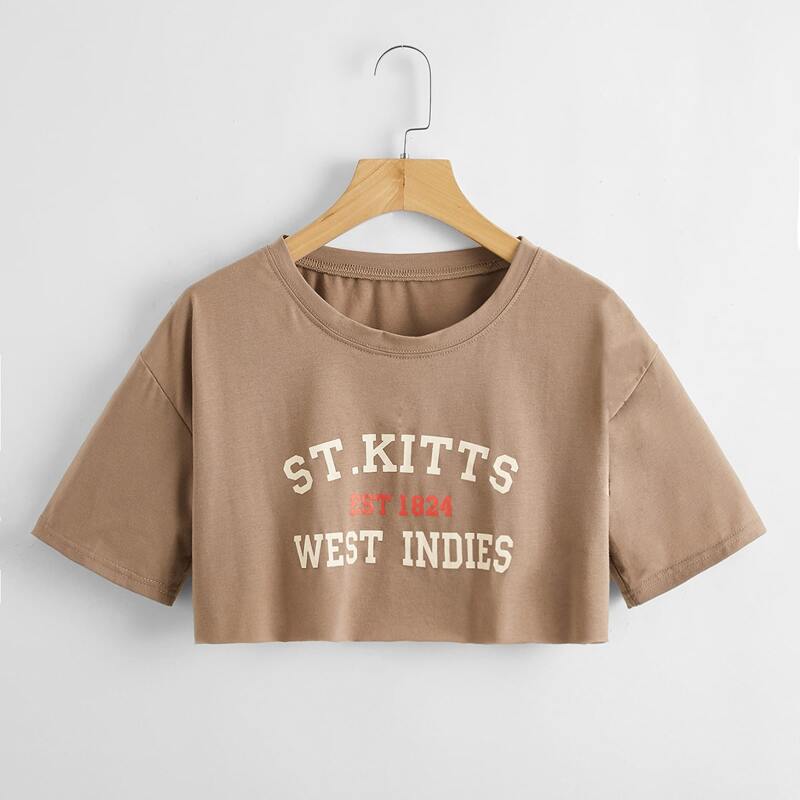 

Letter Crop Tee, Mocha brown