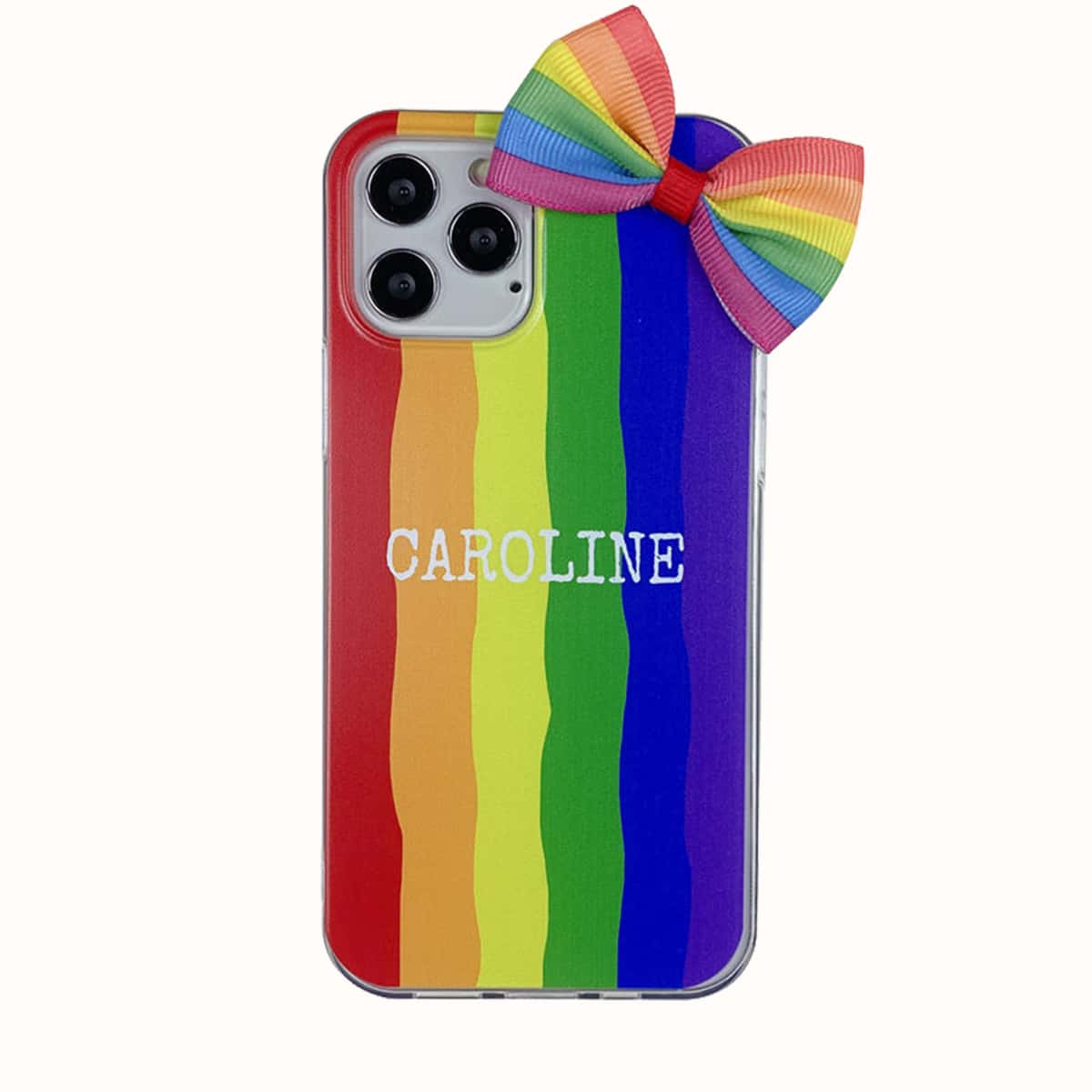 

Rainbow Stripe Bow Phone Case, Multicolor