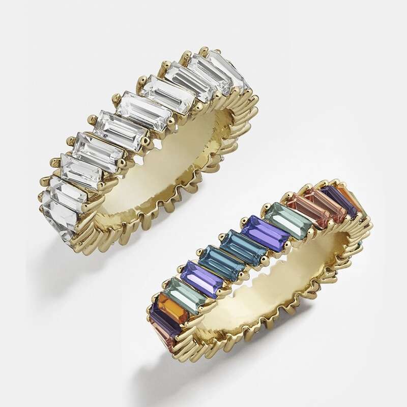 

2pcs Gemstone Decor Ring, Multicolor