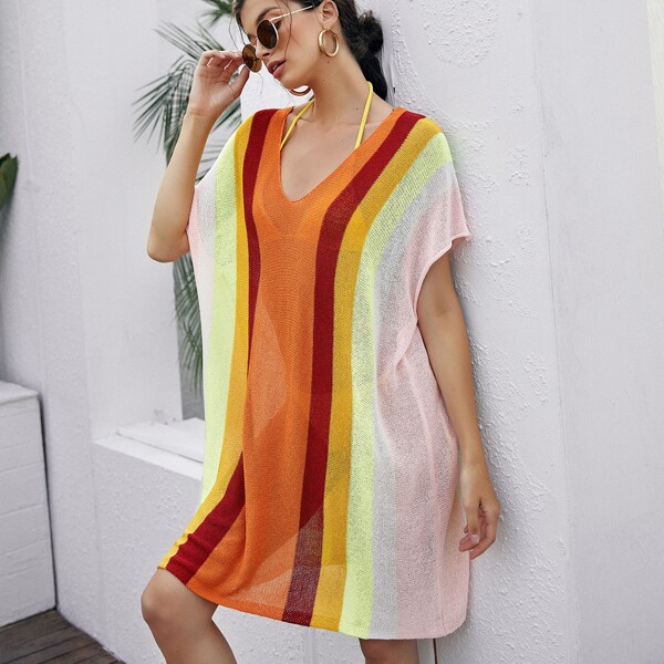

Striped Cover Up Dress, Multicolor