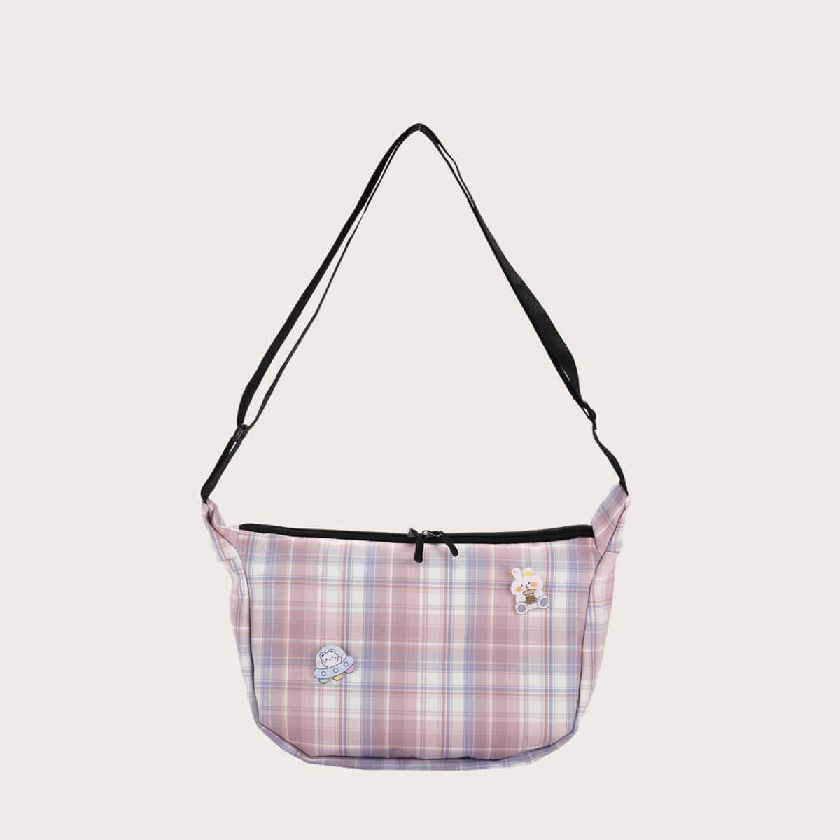 

Plaid Crossbody Bag, Pink