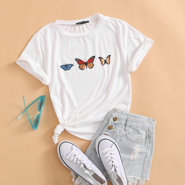 

Butterfly Print Tee, White