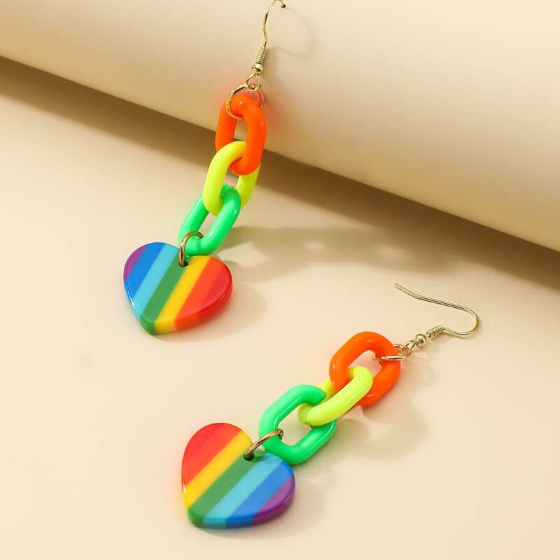 

Rainbow Chain Drop Necklace, Multicolor