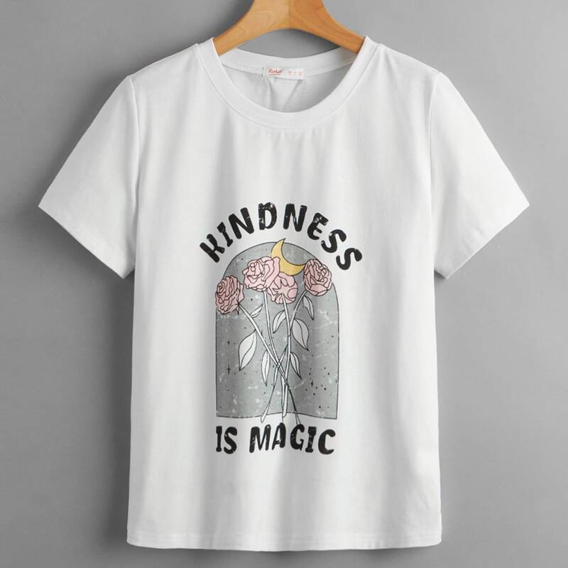

Letter Floral Graphic Tee, White