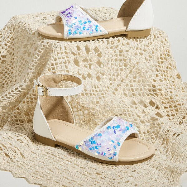 

Toddler Girls Sequins Decor Sandals, White