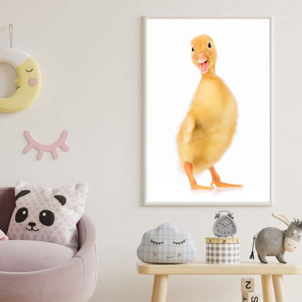 

Duck Print Kids Unframed Painting, White