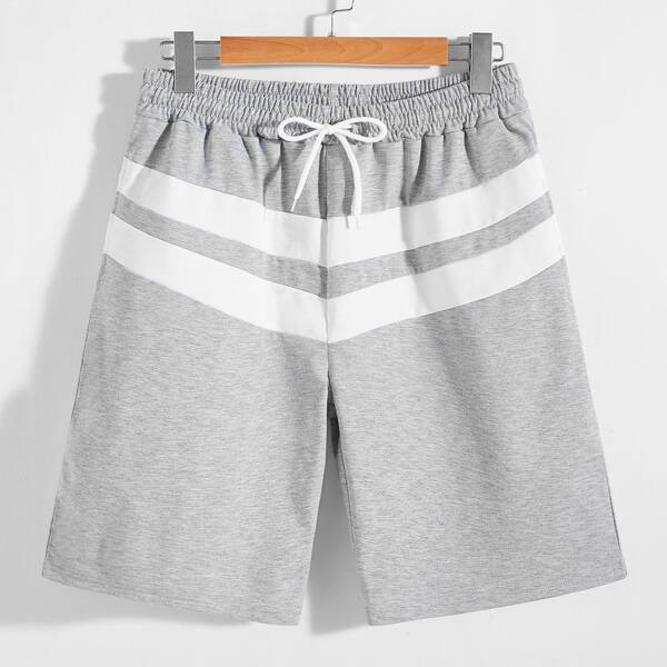 

Men Striped Print Track Shorts, Light grey