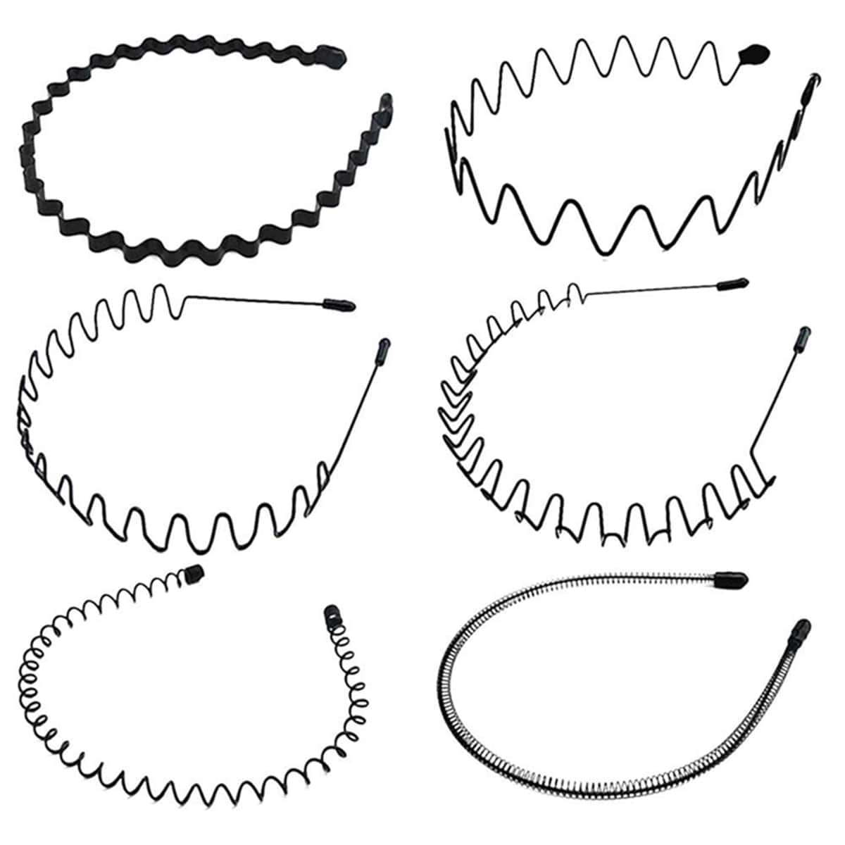 

6pcs Simple Solid Headband, Black