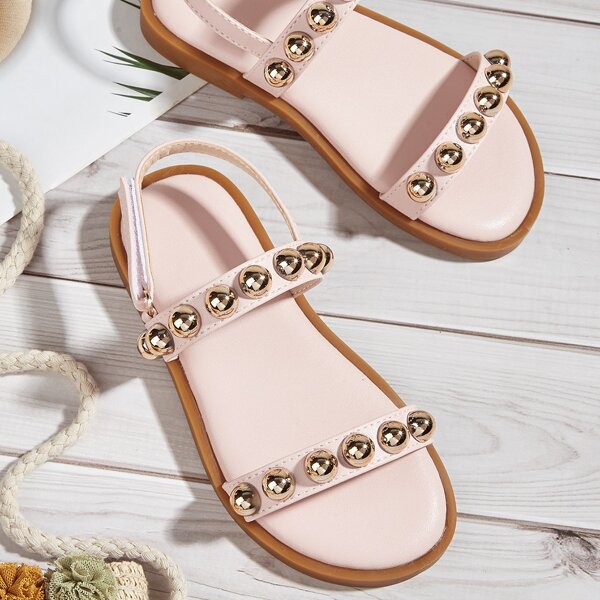 

Girls Metal Decor Slingback Sandals, Pink
