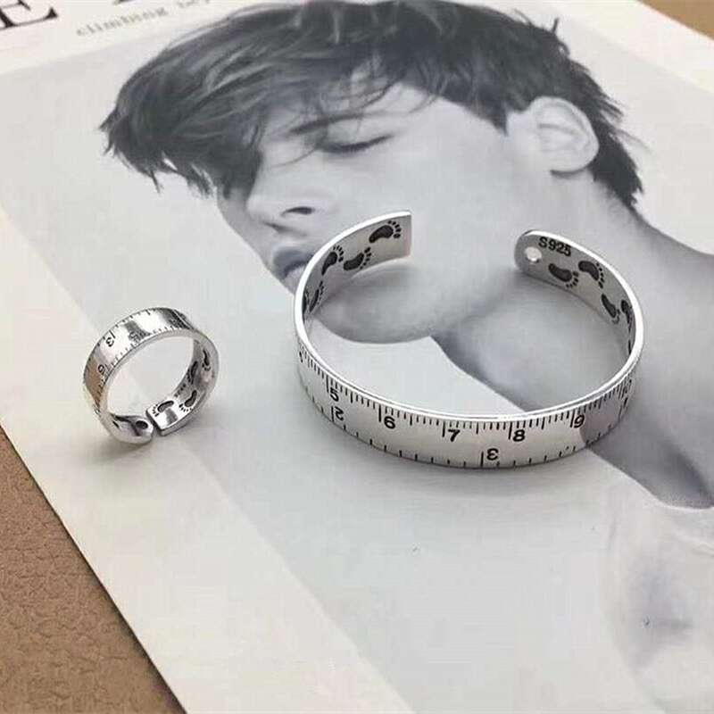 

1pc Scale Design Bracelet & 1pc Ring, Silver