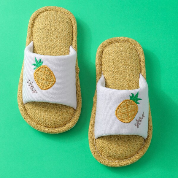 

Toddler Boys Fruit Embroidered Slippers, Yellow
