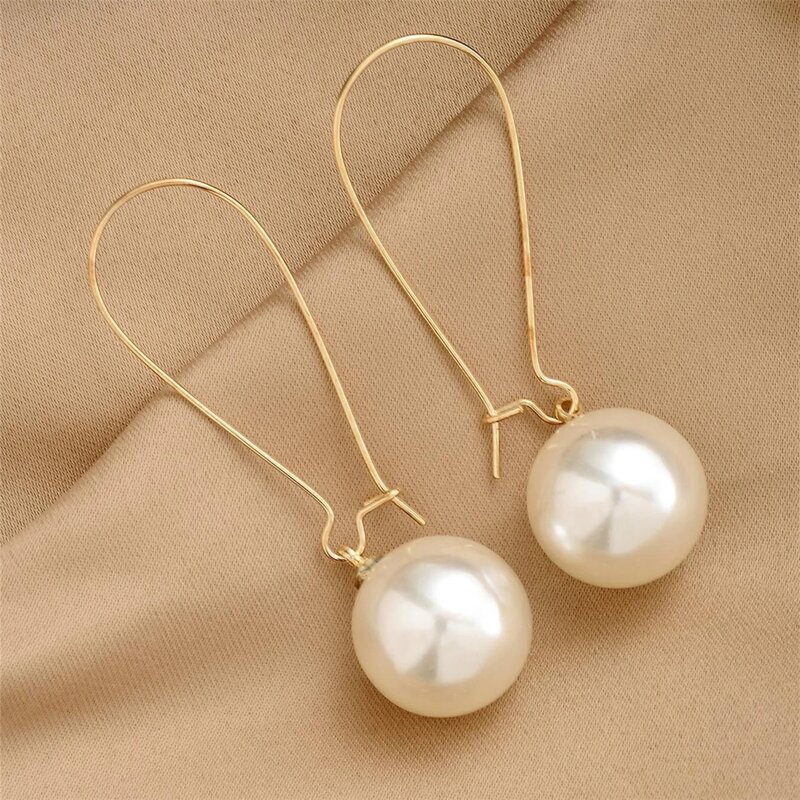 

Faux Pearl Drop Earrings, Gold