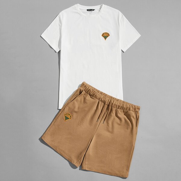 

Men Letter Graphic Top & Shorts Set, Multicolor