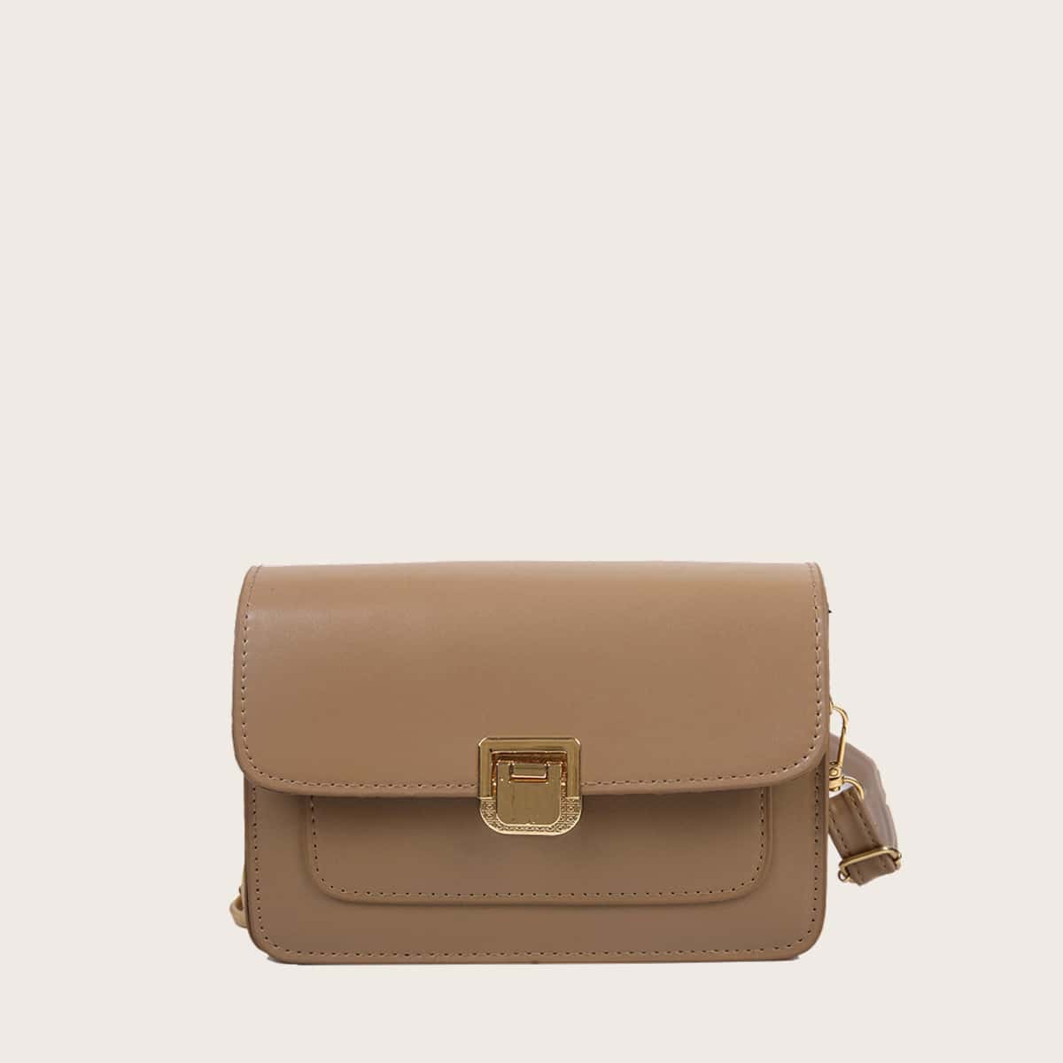 

Solid Flap Crossbody Bag, Khaki