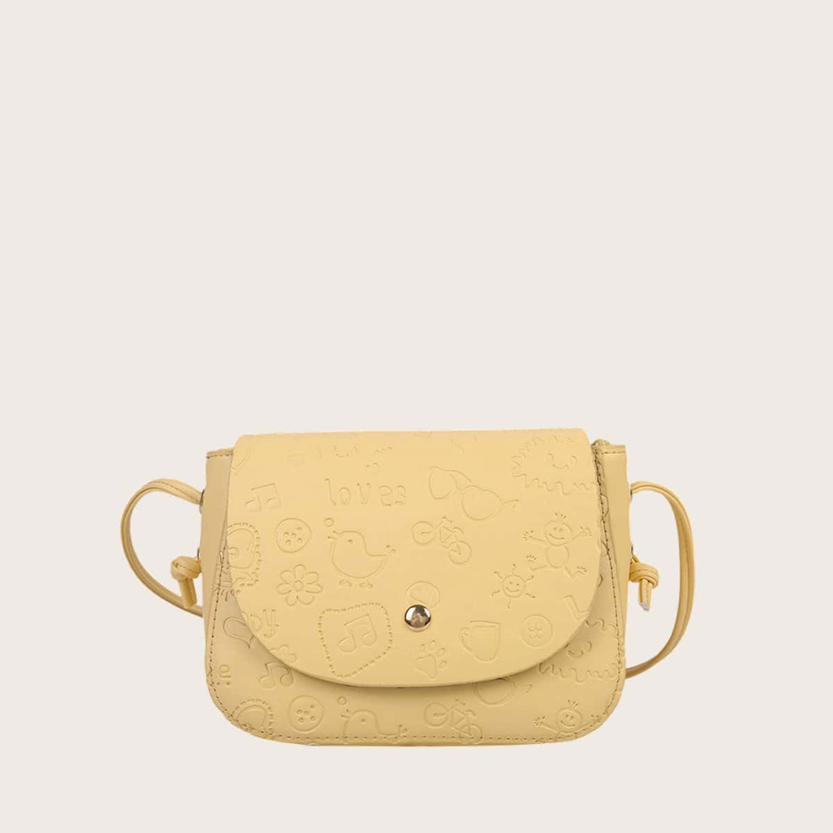 

Cartoon Embossed Saddle Bag, Yellow