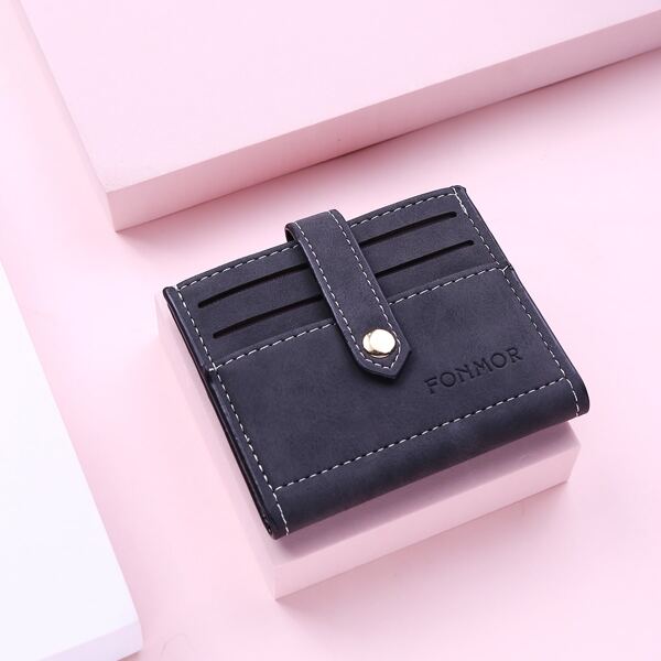 

Letter Embossed Small Wallets, Black