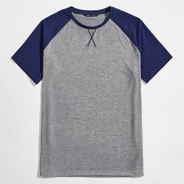 

Men Contrast Raglan Sleeve Tee, Grey