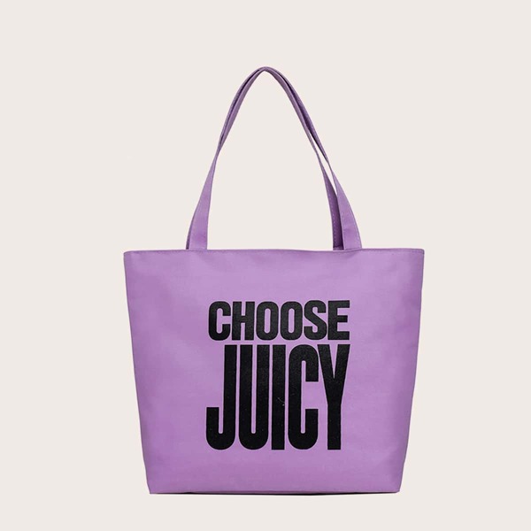 

Letter Graphic Shoulder Tote Bag, Purple