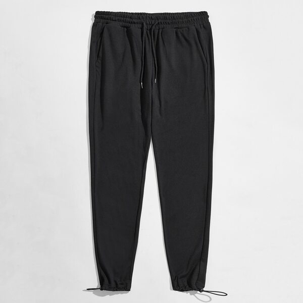 

Men Solid Slant Pocket Sweatpants, Black