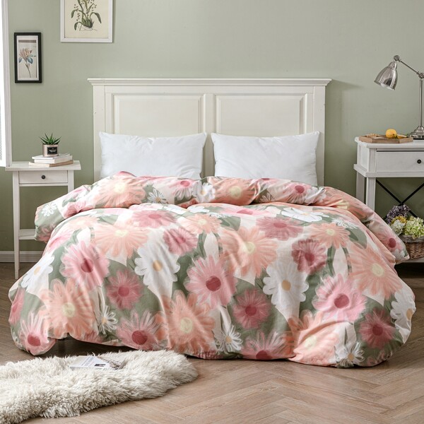 

Flower Print Duvet Cover Without Filler, Multicolor