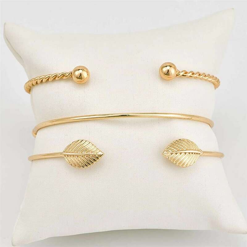 

3pcs Leaf Cuff Bracelet, Gold