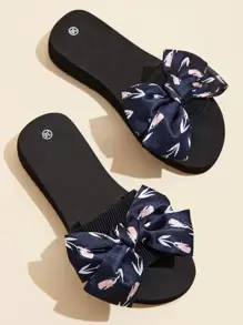 Women's Fashion Plastic Slippers With Bow Decoration - Biru - View 1