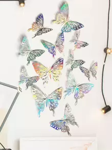 12 piezas pegatina de pared con mariposa 3D - Multicolor - Ver 1