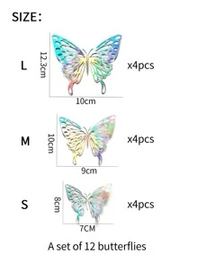 12 piezas pegatina de pared con mariposa 3D - Multicolor - Ver 2