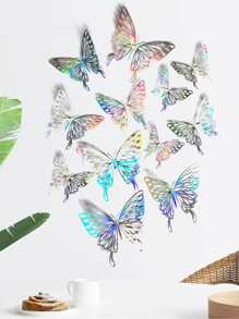 12 piezas pegatina de pared con mariposa 3D - Multicolor - Ver 3