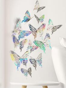 12 piezas pegatina de pared con mariposa 3D - Multicolor - Ver 4