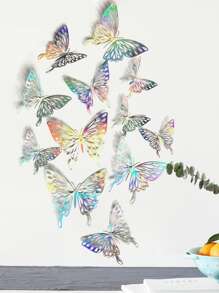 12 piezas pegatina de pared con mariposa 3D - Multicolor - Ver 5